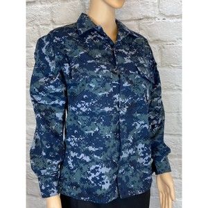 US NAVY GREEN BLUE BLACK GRAY Camouflage Shirt Men's Size 32 XShort Hunting